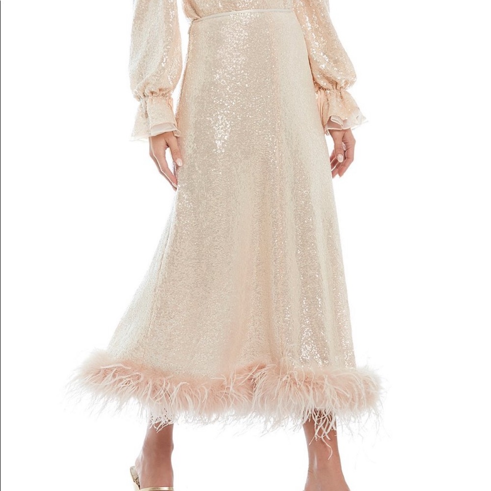 Antonio Melani x Nicola Bathie Meredith Sequined Feather Trim Skirt